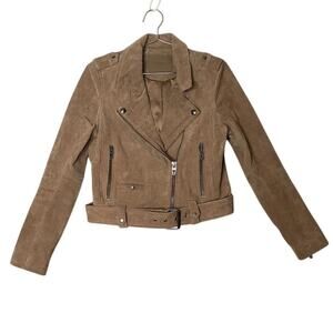 BlankNYC Women's Suede Moto Jacket Brown Size S Asymmetrical Zip